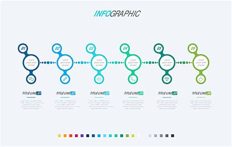 Infographic Timeline Template With Charts And 6 Options Vector Charts