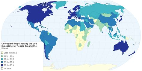 Choropleth Map Showing The Life Expectancy Of People