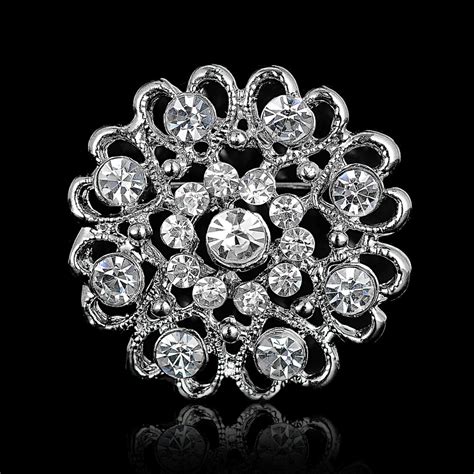 Wholesale Silver Tone Heart Flower Crystal Rhinestone Brooch Pin Wedding Party Ebay