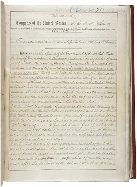 Chinese Exclusion Act 1882 National Archives