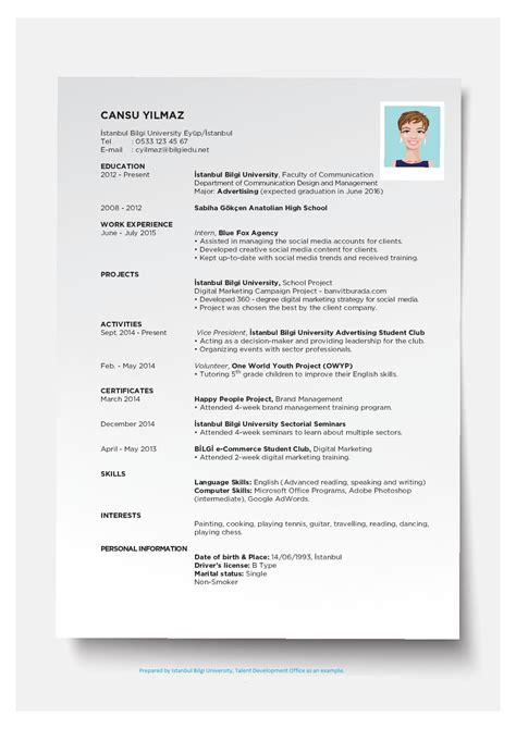How should i format my cv? CV Samples - Talent | İstanbul Bilgi University