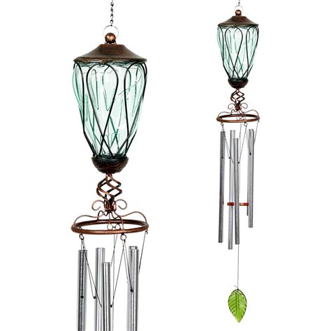 Exhart Solar Green Looping Link Metal And Glass Wind Chimes 15890 Rs The Home Depot