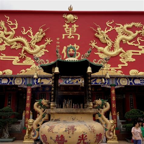 Dragons At Temple Ten Thousand Buddha Monastery In Hong Kong Kong
