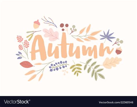 Autumn Word Handwritten With Elegant Cursive Font Vector Image