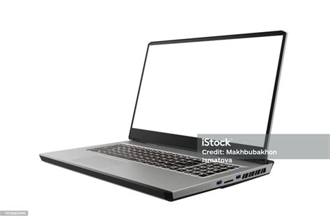 Laptop Dengan Layar Kosong Terisolasi Di Latar Belakang Putih Foto Stok