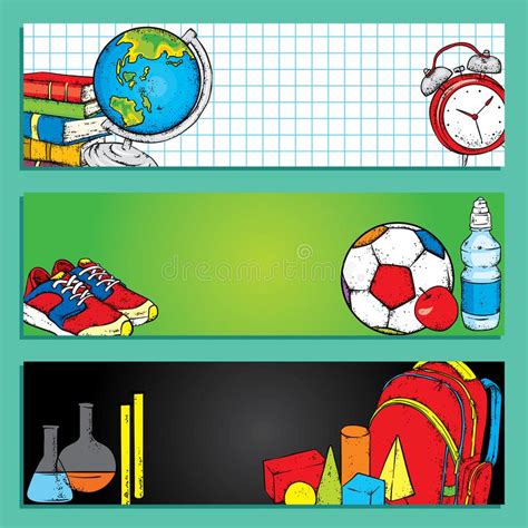 Back To School Banners And Bookmarks Vector Illustration Stock Vector