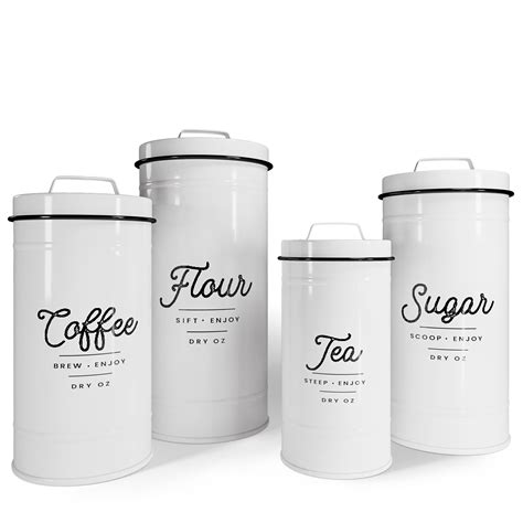 Buy Barnyard Designs White Canister Sets For Kitchen Counter Vintage