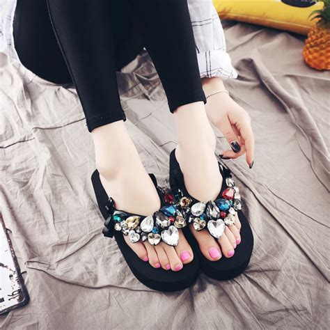 Summer Lady S Crystal Slippers High Heel Sandals Casual Fashion Female