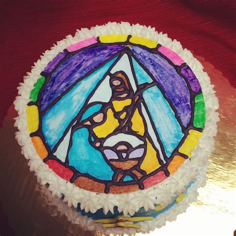 Stained Glass Nativity Christmas Cake