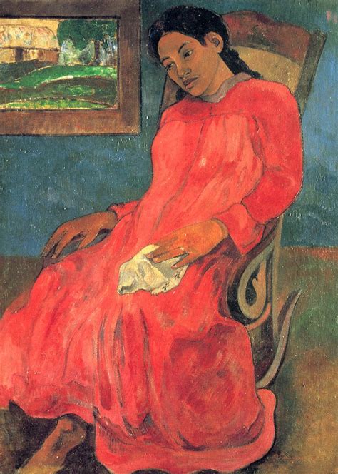 Paul Gauguin Portrait Of A Tahitian Woman In A Red Dress A Photo On