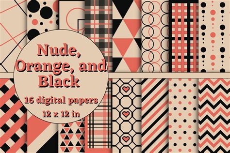 Nude Orange And Black Digital Papers Graphic By Lam Designs