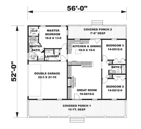 House Plan 77407 Southern Style With 1611 Sq Ft 3 Bed 2 Bath