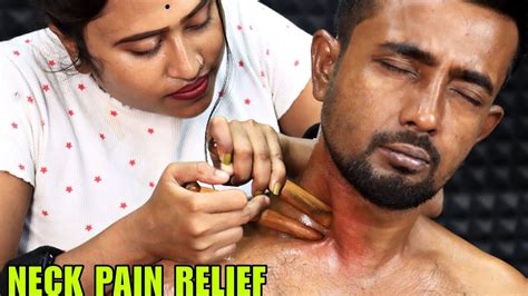 most satisfying head and neck massage by barber girl pakhi neck massage with oil neck cracking