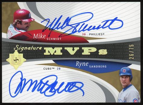 2005 Ultimate Signature Mvps Dual Autograph Ss Mike Schmidtryne