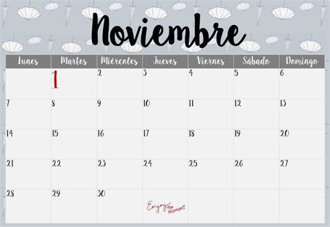 Calendarios Noviembre Para Organizar Decoración