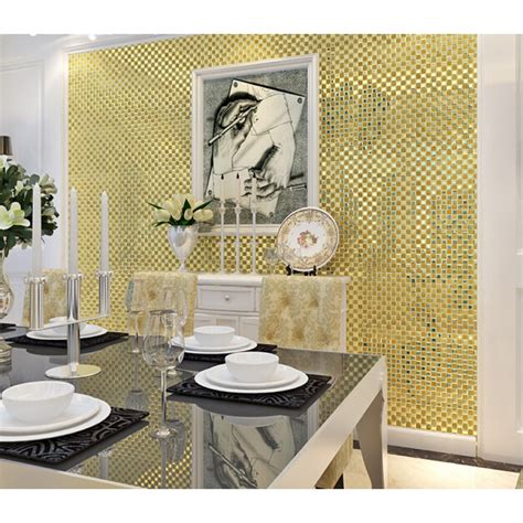 Gold Mirror Glass Diamond Crystal Tile Patterns Square Wall Backsplash