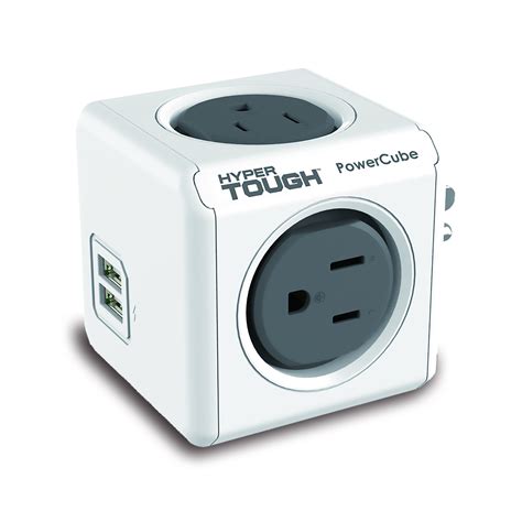 Hyper Tough Power Cube Surge Protector With Dual Usb Ports 4 Sockets