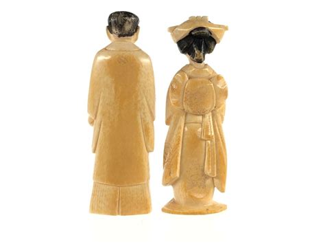 Bid Now 2pc Antique Signed Japanese Hand Carved Ivory Bride And Groom
