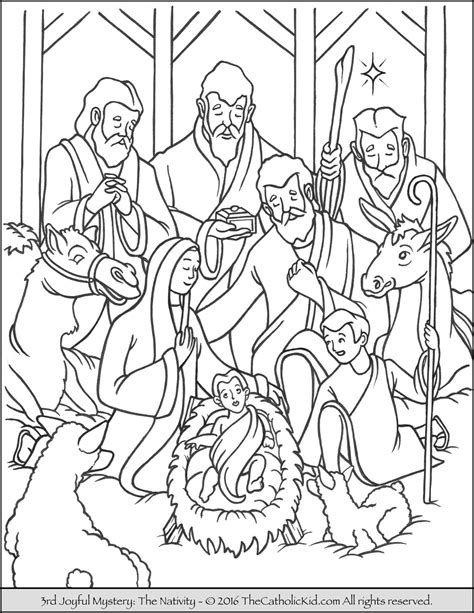 Joyful Mysteries Rosary Coloring Pages Nativity The Catholic Kid