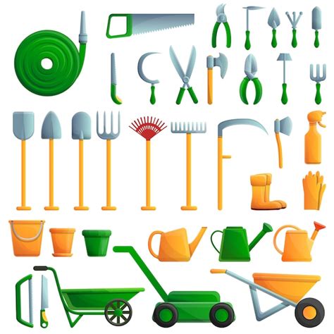 Premium Vector Gardening Tools Set Cartoon Style