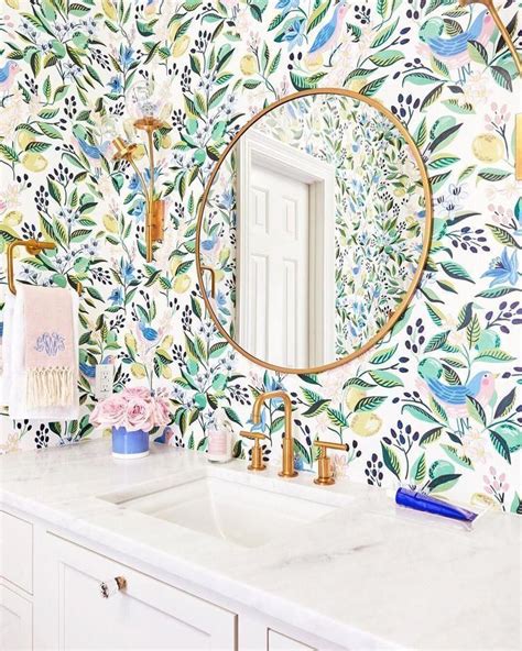 Floral Wallpapered Bathroom Room Wallpaper Happy Wallpaper Bathroom