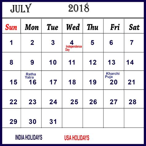 July 2018 Calendar Pdf Word Excel Vertical And Landscape Format