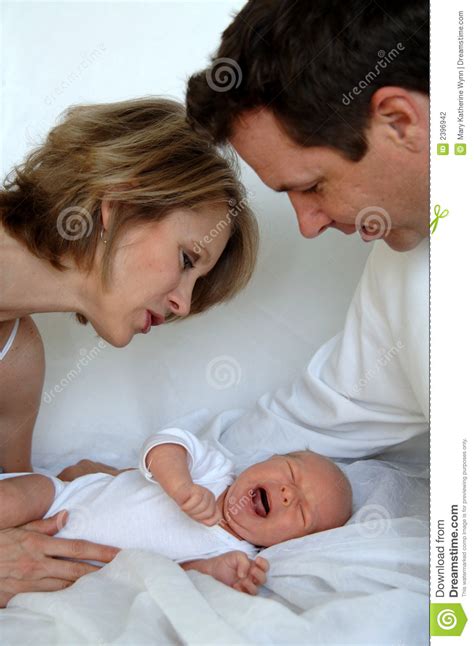 Parents With Crying Baby Stock Photo Image Of Daddy