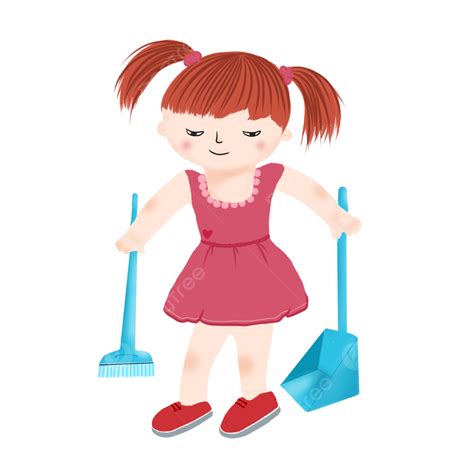 Cleaning Little Girl Sweep The Floor Cute Girl Png Transparent
