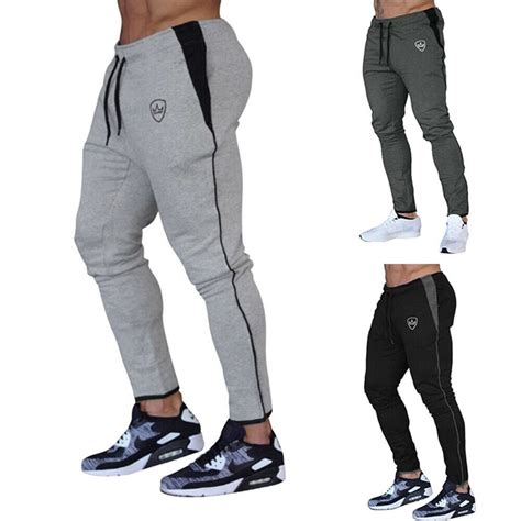 Mens Sports Pants Long Trousers Tracksuit Fitness Workout Joggers Gym