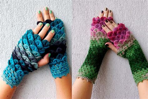 This crochet fingerless gloves crochet pattern works up quickly and will be a great addition to your inventory or make a great christmas or anytime gifts. Crochet Fingerless Gloves Dragon Scale Crochet Fingerless ...