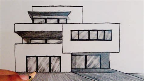How To Draw A House Draw Modern House Easy Youtube