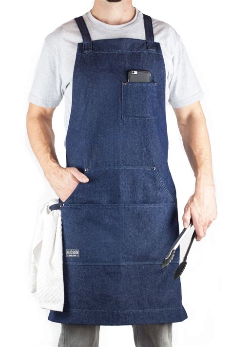Hdg805d Professional Grade Denim Grill Apron For Kitchen Grill And Bbq Hudson Durable