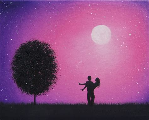 Bing Art By Rachel Bingaman Silhouette Couple Painting Starry Night Silhouette Art 8 X 10