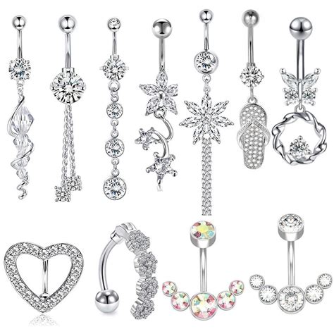 Sexy Crystal Belly Button Ring Navel Ring Chain Drop Dangle Navel Piercing Ring Zircon Navel Bar