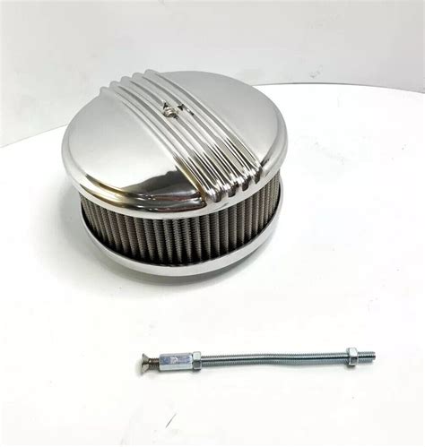 Polished Half Finned Aluminum Air Cleaner 4 Barrel 6 38 Show Quality