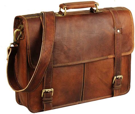 15 Inch Brown Vintage Leather Laptop Messenger Bag For Mens Leather