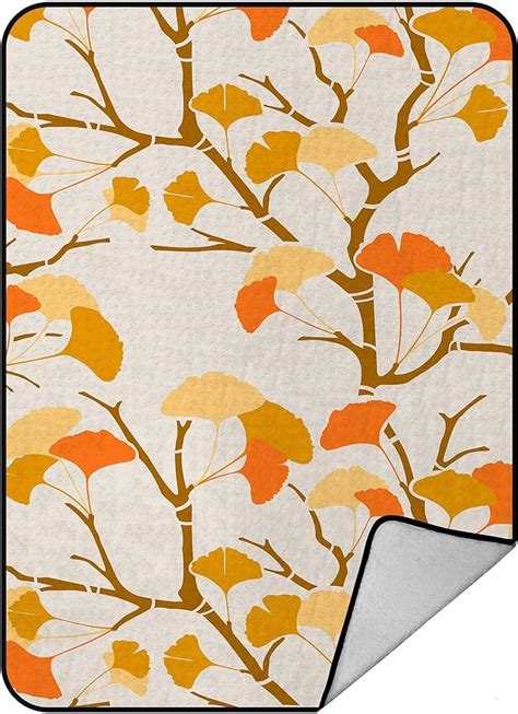Eczjnt Autumn Ginkgo Leaves Throw Blanket Fleece Blankets