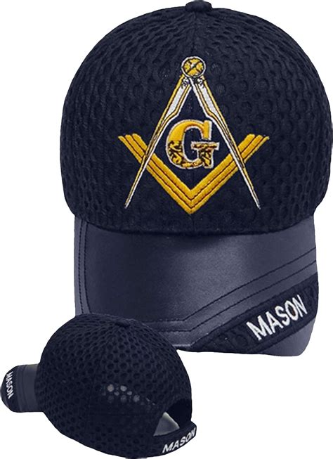 Mason Cap Masonic Logo Lodge Hat Mens Freemason Emblem Navy Blue