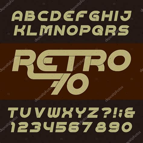 Retro Stripe Alphabet Vector Font Funky Oblique Type Letters Numbers