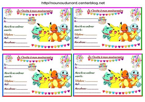 carte invitation pokemon a imprimer détails du produit