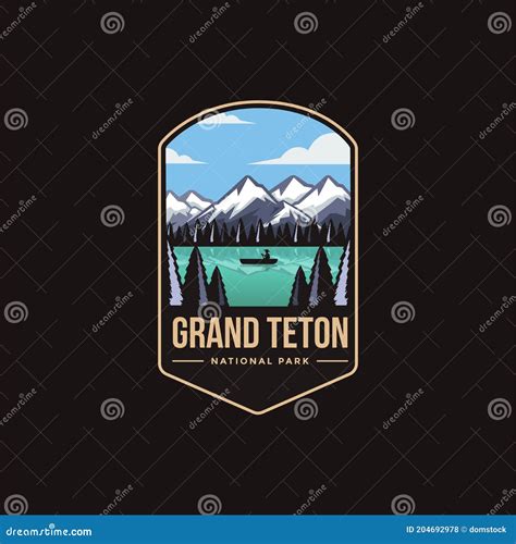 Emblem Patch Logo Illustration Of Grand Teton National Park Stock