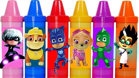 Fun With Giant Crayons Learn Colors With Paw Patrol And Pj Masks Youtube