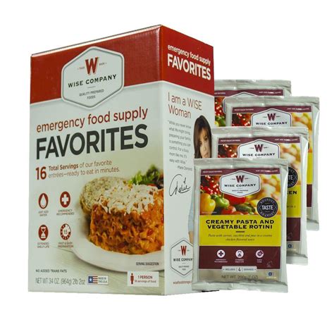 The food is safely sealed in metallyte pouches, and to avoid waste, each bag includes four servings. Wise Company Emergency Food Supply Favorites-01-016 - The ...