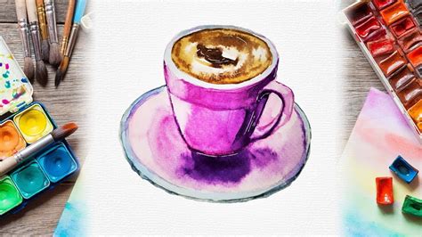 Easy Watercolor Cup Of Coffee Painting How To Paint Coffee Mugs Youtube