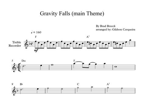 Gravity Falls Main Theme Arr Gildson Cerqueira Sheet Music Brad Breeck Instrumental Solo
