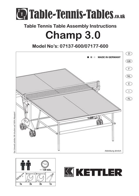 Kettler Outdoor Ping Pong Table Parts