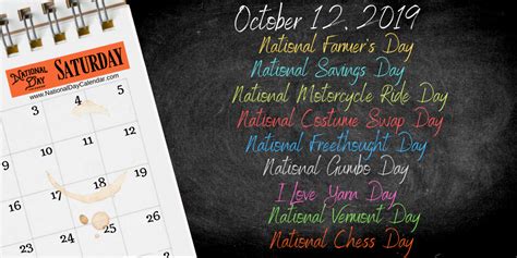 October 12 2019 National Day Calendar Day National Days
