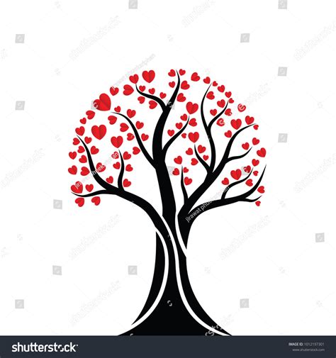Love Tree Heart Leaves White Background Stock Vector Royalty Free