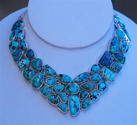 Amazing Genuine Tibetan Turquoise 925 Sterling Silver Necklace