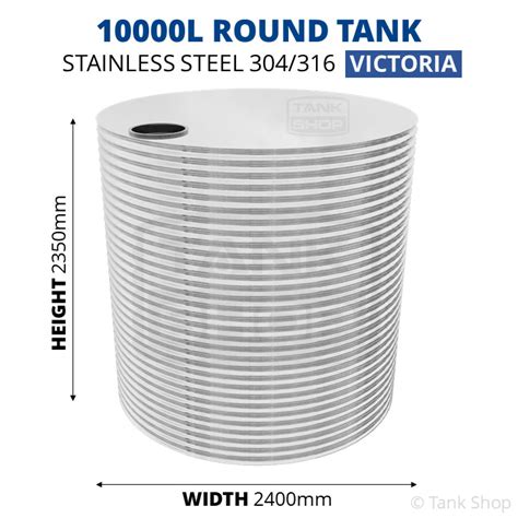 10000 Litre Round Stainless Steel Water Tank Vic 2400mm X 2350mm